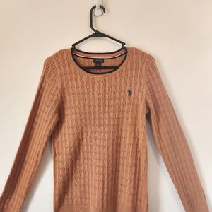 U.S. Polo Assn. Womens CableKnit Sweater Size L Color orange - Great Condition
